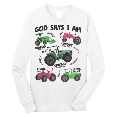 God Says I Am Tractor Lover Christian Long Sleeve Shirt