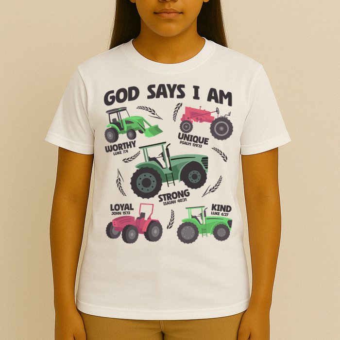 God Says I Am Tractor Lover Christian T-Shirt