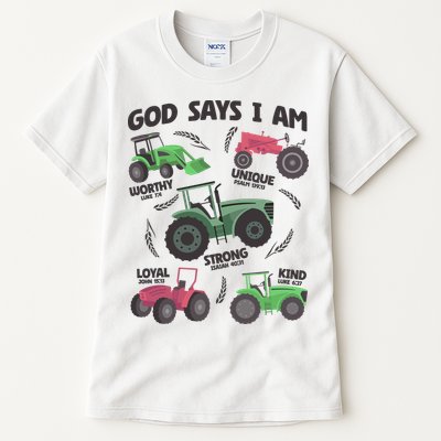 God Says I Am Tractor Lover Christian Tall T-Shirt