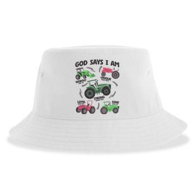 God Says I Am Tractor Lover Christian Sustainable Bucket Hat