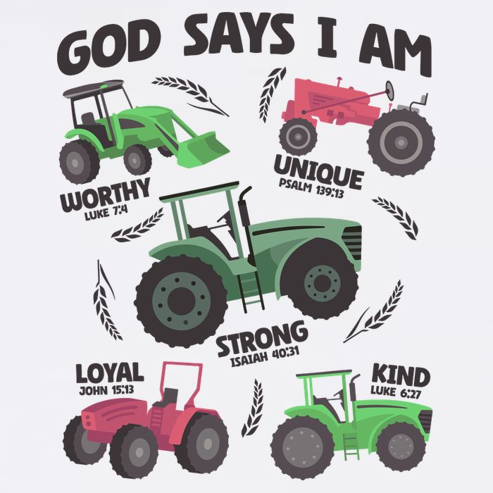 God Says I Am Tractor Lover Christian Sustainable Bucket Hat