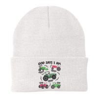 God Says I Am Tractor Lover Christian Knit Cap Winter Beanie