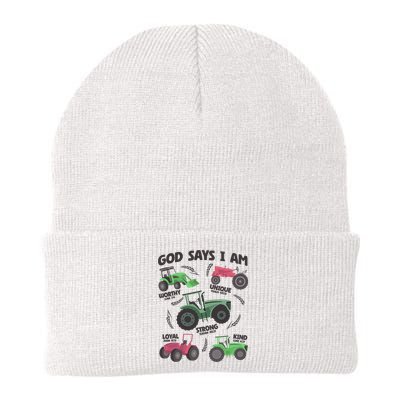 God Says I Am Tractor Lover Christian Knit Cap Winter Beanie