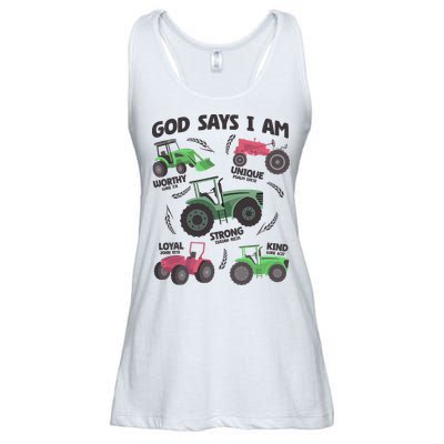 God Says I Am Tractor Lover Christian Ladies Essential Flowy Tank