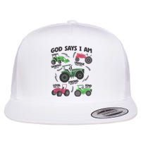 God Says I Am Tractor Lover Christian Flat Bill Trucker Hat