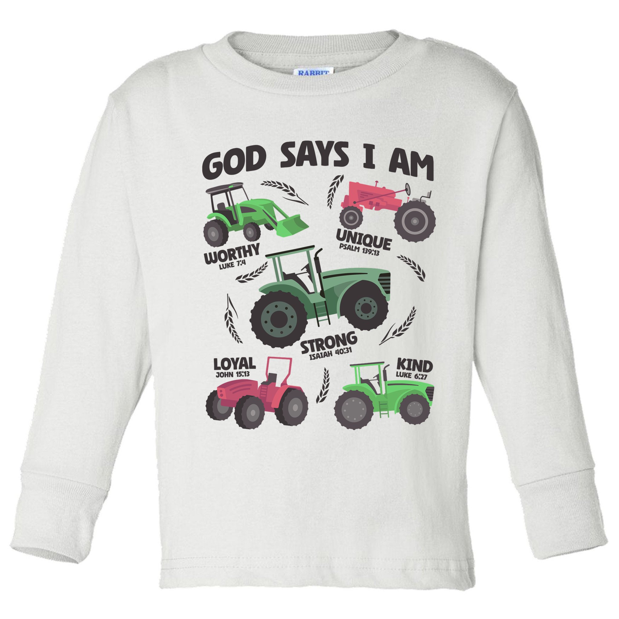God Says I Am Tractor Lover Christian Toddler Long Sleeve Shirt