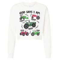 God Says I Am Tractor Lover Christian Cropped Pullover Crew