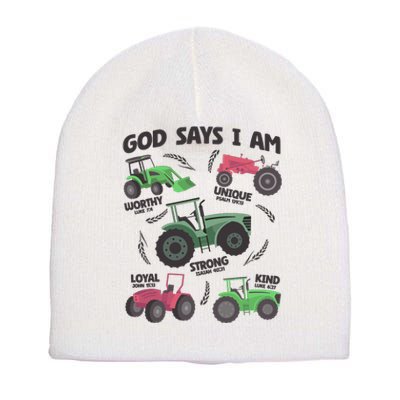 God Says I Am Tractor Lover Christian Short Acrylic Beanie