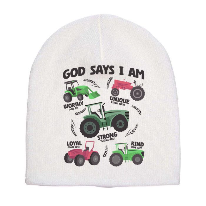 God Says I Am Tractor Lover Christian Short Acrylic Beanie