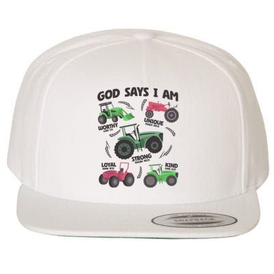 God Says I Am Tractor Lover Christian Wool Snapback Cap