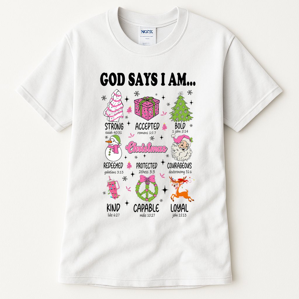 God Says I Am Christmas Bible Verses Christian Religious Tall T-Shirt