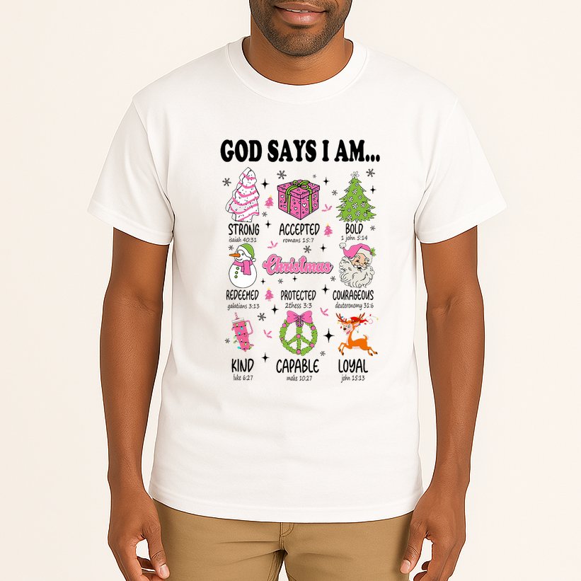 God Says I Am Christmas Bible Verses Christian Religious Tall T-Shirt
