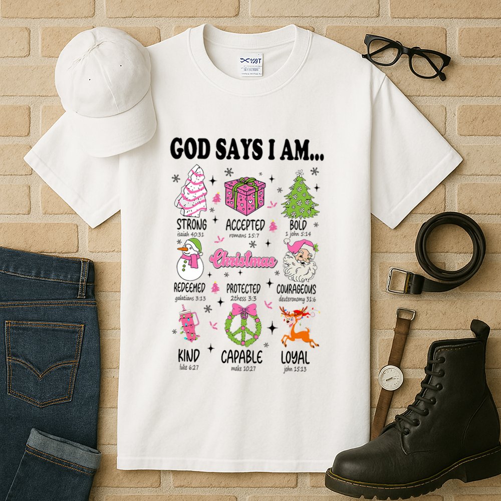 God Says I Am Christmas Bible Verses Christian Religious Tall T-Shirt