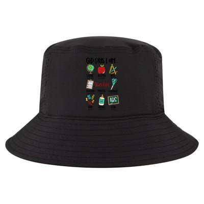 God Says I Am Teacher Cool Comfort Performance Bucket Hat