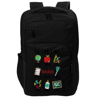 God Says I Am Teacher Impact Tech Backpack