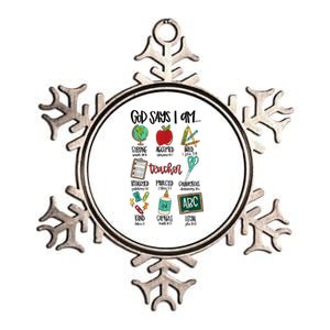 God Says I Am Teacher Metallic Star Ornament