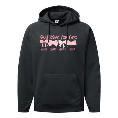 God Says I Am Coquette Performance Fleece Hoodie