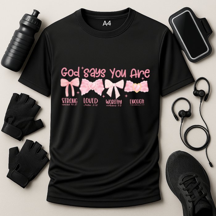 God Says I Am Coquette Cooling Performance Crew T-Shirt