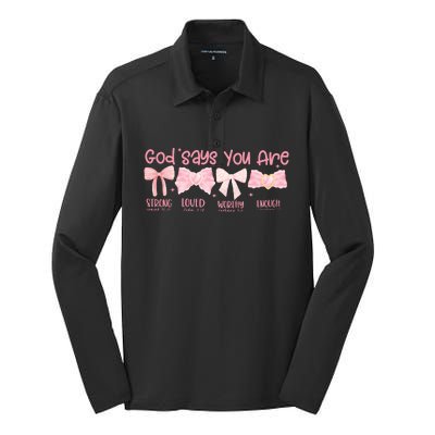 God Says I Am Coquette Silk Touch Performance Long Sleeve Polo