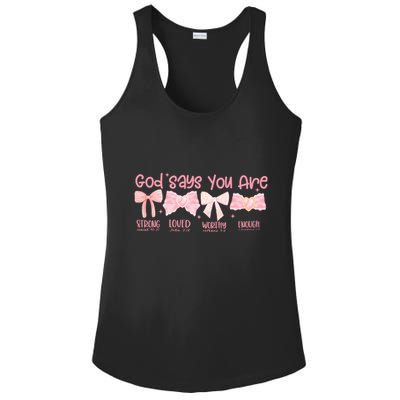 God Says I Am Coquette Ladies PosiCharge Competitor Racerback Tank
