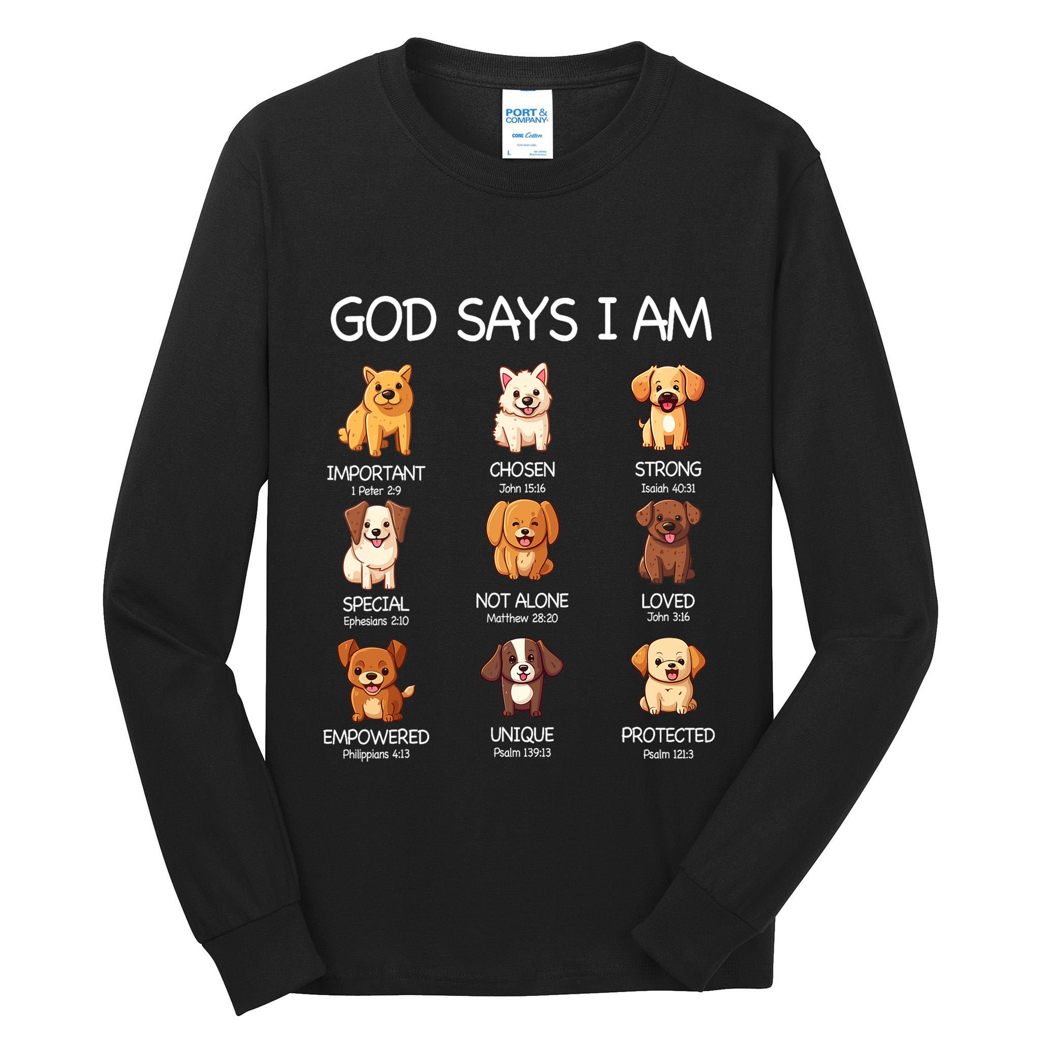 God Says I Am Cute Dogs Bible Verse Christian Tall Long Sleeve T-Shirt