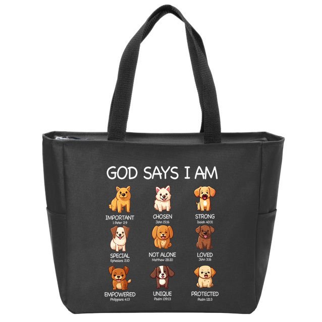 God Says I Am Cute Dogs Bible Verse Christian Zip Tote Bag