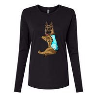 German Shepherd I Love Mom Tattoo Womens Cotton Relaxed Long Sleeve T-Shirt