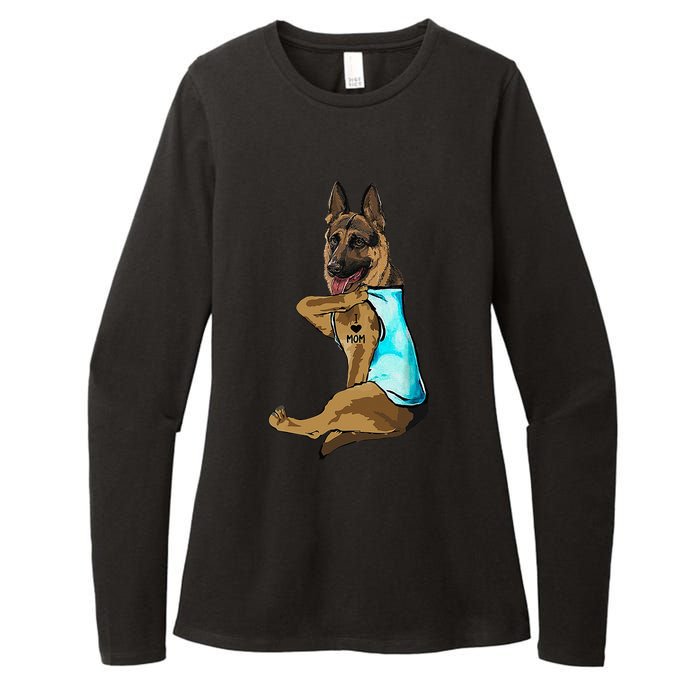 German Shepherd I Love Mom Tattoo Womens CVC Long Sleeve Shirt