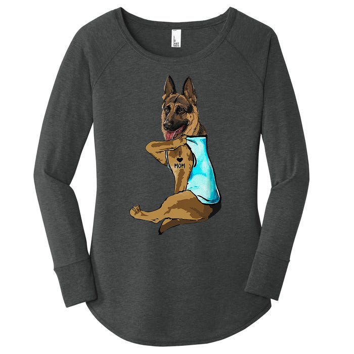 German Shepherd I Love Mom Tattoo Women's Perfect Tri Tunic Long Sleeve Shirt