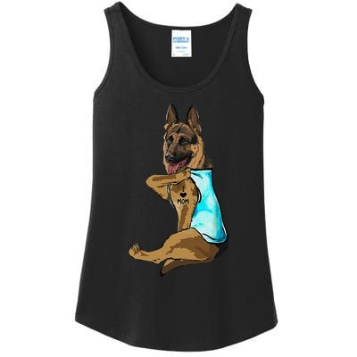 German Shepherd I Love Mom Tattoo Ladies Essential Tank