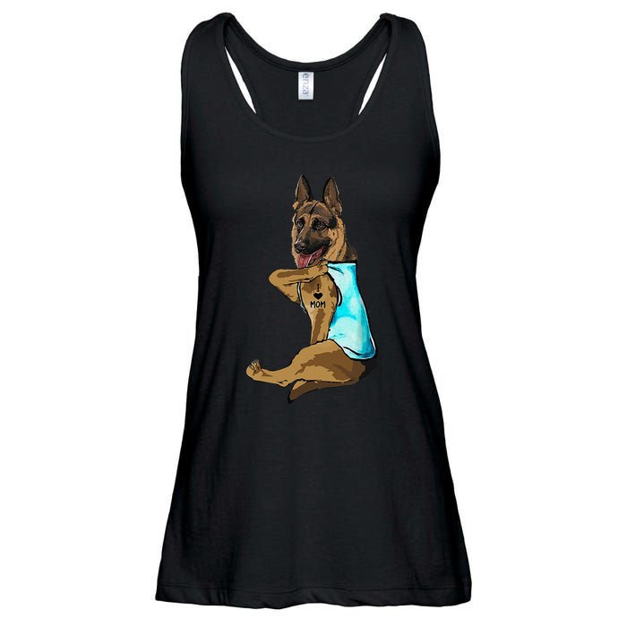 German Shepherd I Love Mom Tattoo Ladies Essential Flowy Tank