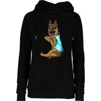 German Shepherd I Love Mom Tattoo Womens Funnel Neck Pullover Hood