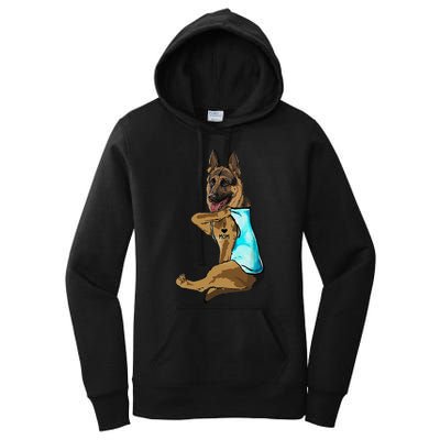 German Shepherd I Love Mom Tattoo Women's Pullover Hoodie