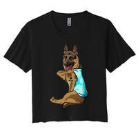 German Shepherd I Love Mom Tattoo Women's Crop Top Tee