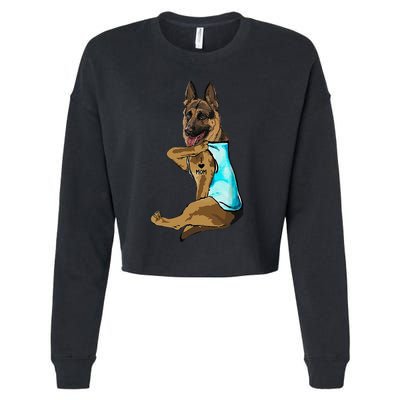 German Shepherd I Love Mom Tattoo Cropped Pullover Crew