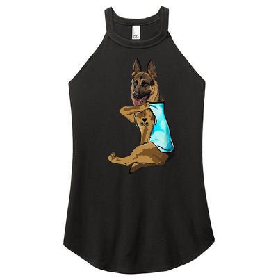 German Shepherd I Love Mom Tattoo Women's Perfect Tri Rocker Tank