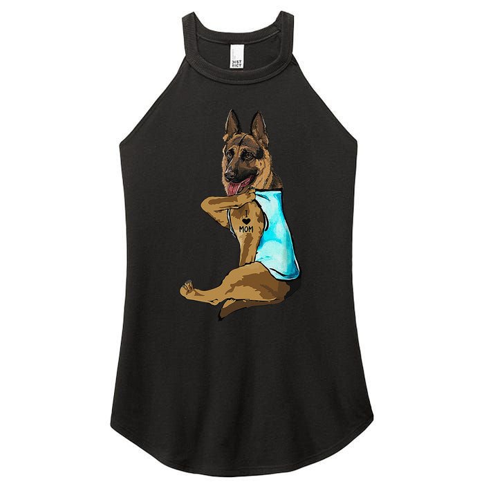 German Shepherd I Love Mom Tattoo Women's Perfect Tri Rocker Tank