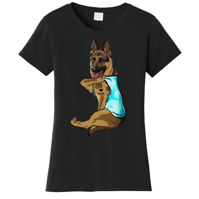 German Shepherd I Love Mom Tattoo Women's T-Shirt