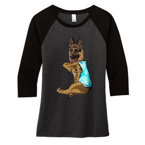 German Shepherd I Love Mom Tattoo Women's Tri-Blend 3/4-Sleeve Raglan Shirt