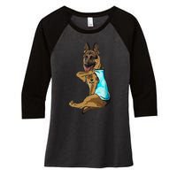 German Shepherd I Love Mom Tattoo Women's Tri-Blend 3/4-Sleeve Raglan Shirt