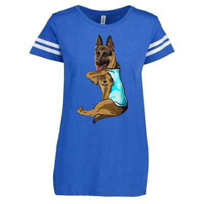 German Shepherd I Love Mom Tattoo Enza Ladies Jersey Football T-Shirt