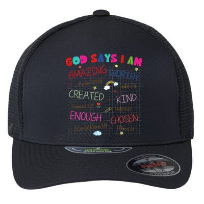 God Says I Am C.R.A.Y.O.N Drawing Bible Christian Flexfit Unipanel Trucker Cap