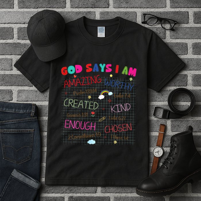 God Says I Am C.R.A.Y.O.N Drawing Bible Christian Tall T-Shirt