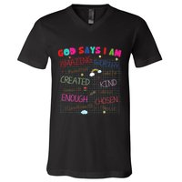 God Says I Am C.R.A.Y.O.N Drawing Bible Christian V-Neck T-Shirt