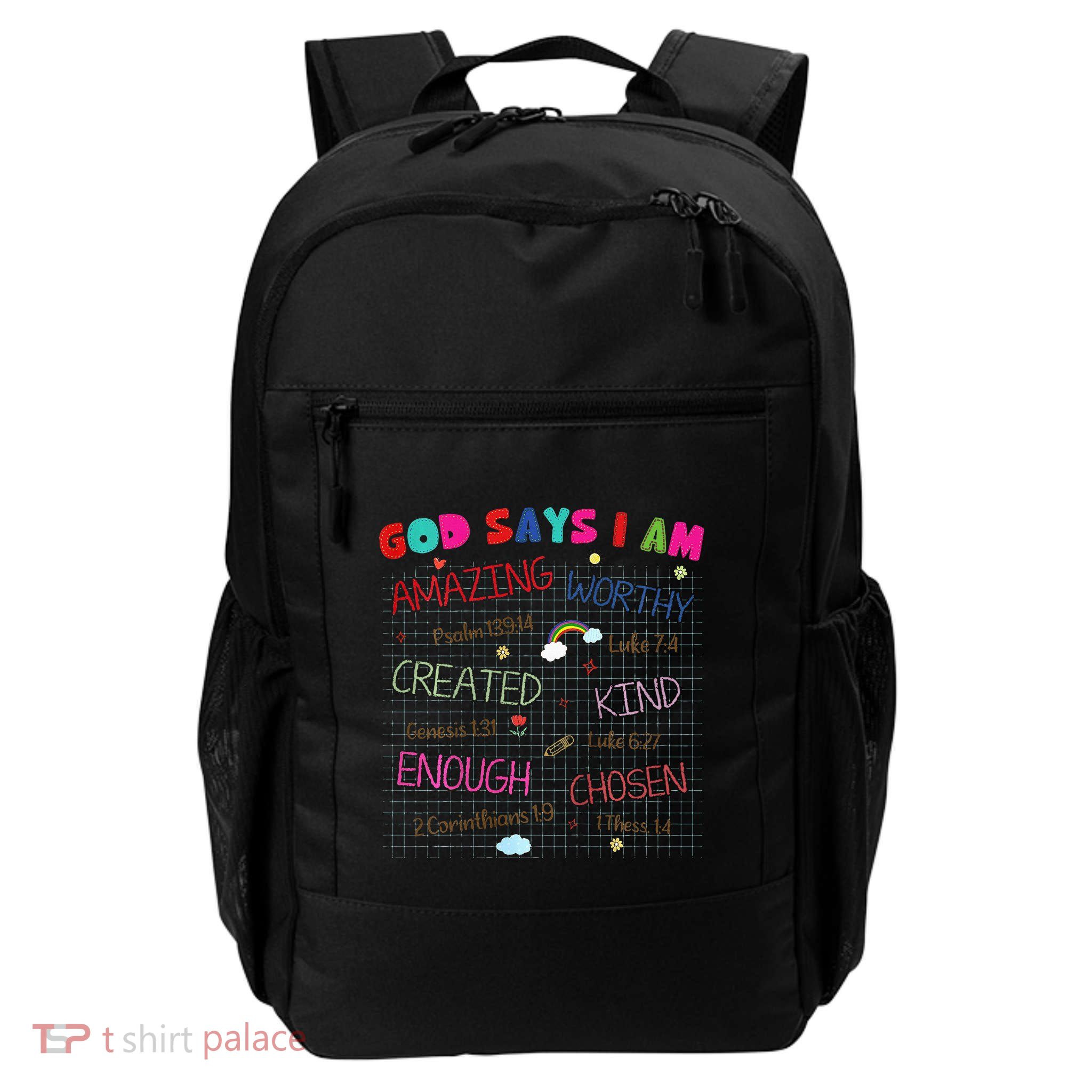 God Says I Am C.R.A.Y.O.N Drawing Bible Christian Backpack