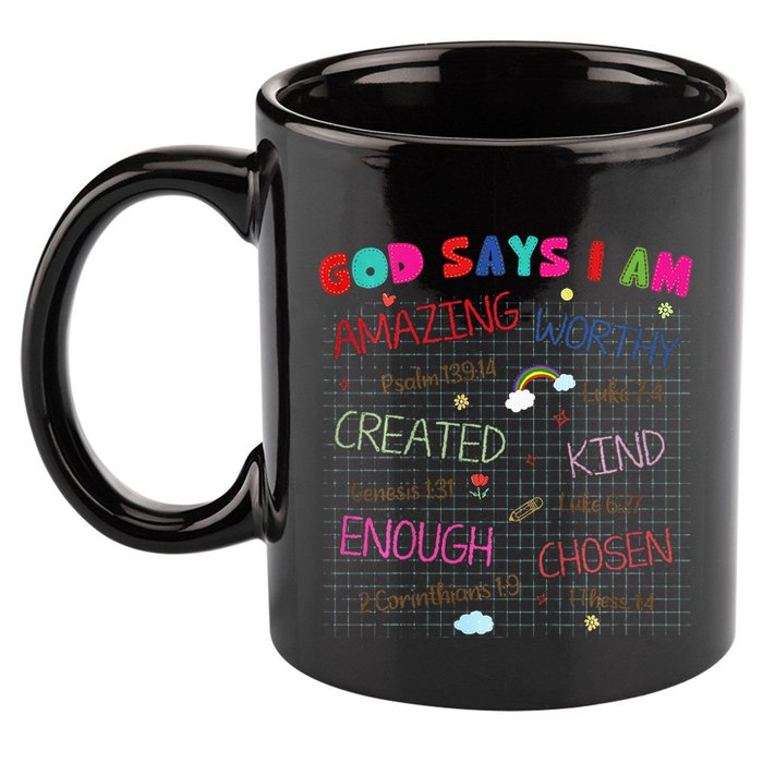 God Says I Am C.R.A.Y.O.N Drawing Bible Christian 11oz C Handle Ceramic Mug
