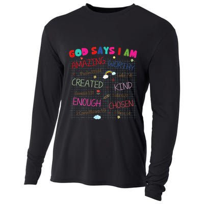 God Says I Am C.R.A.Y.O.N Drawing Bible Christian Cooling Performance Long Sleeve Crew