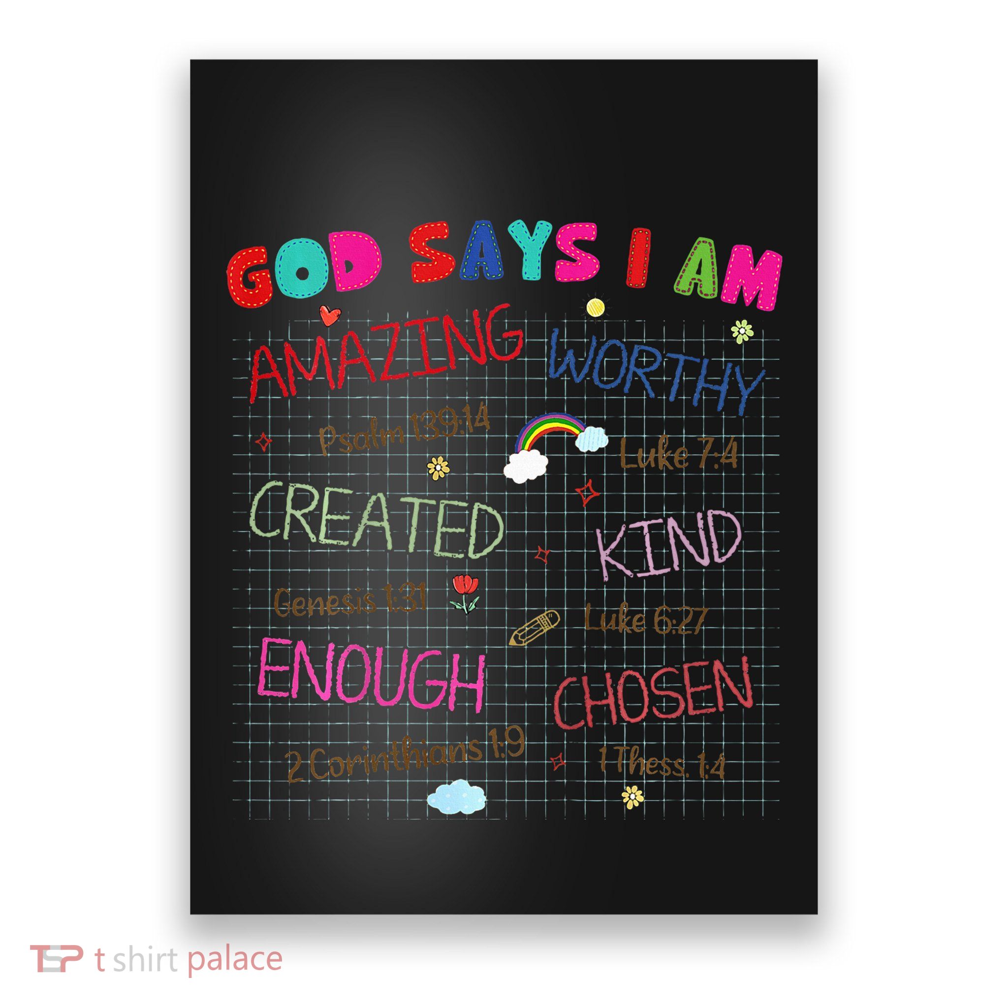 God Says I Am C.R.A.Y.O.N Drawing Bible Christian Poster