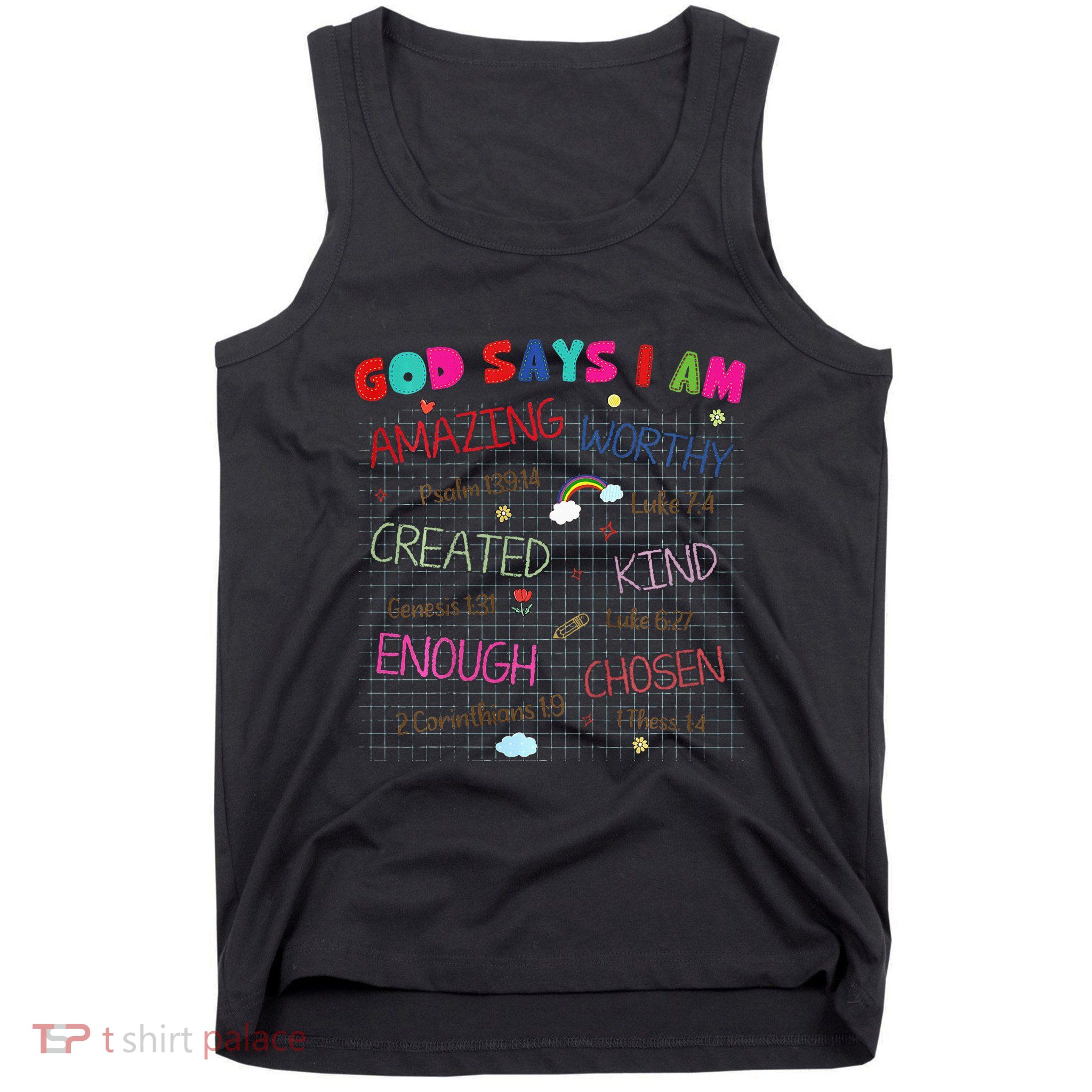 God Says I Am C.R.A.Y.O.N Drawing Bible Christian Tank Top