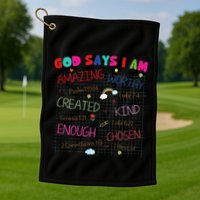 God Says I Am C.R.A.Y.O.N Drawing Bible Christian Golf Towel